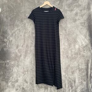 Frank & Eileen Womens T Shirt Midi Dress XS Stripe Asymmetric Sustainable *HOLE*